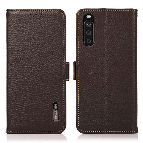 Handytasche Stand Schutzhülle Flip Leder Hülle B03H für Sony Xperia 10 III Lite Braun