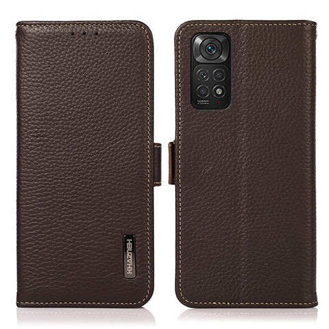 Handytasche Stand Schutzhülle Flip Leder Hülle B03H für Xiaomi Redmi Note 11 4G (2022) Braun