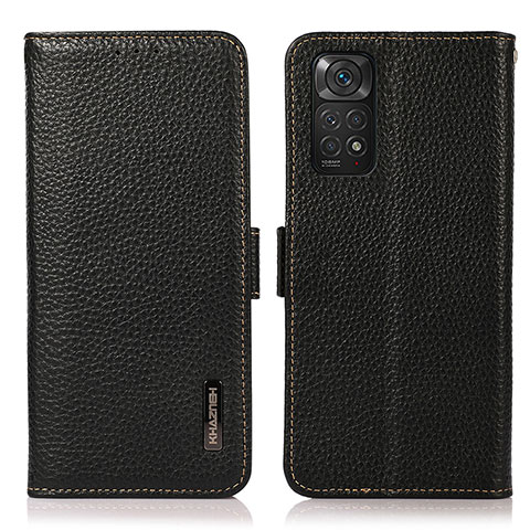 Handytasche Stand Schutzhülle Flip Leder Hülle B03H für Xiaomi Redmi Note 11 4G (2022) Schwarz