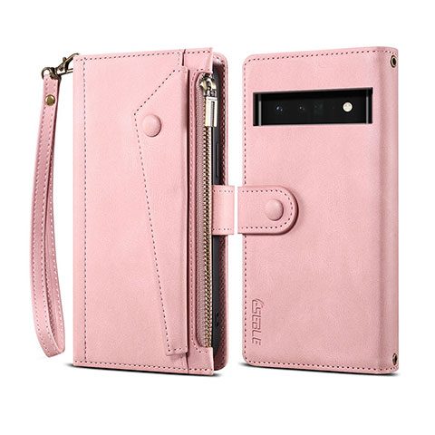 Handytasche Stand Schutzhülle Flip Leder Hülle B03S für Google Pixel 6 5G Rosegold