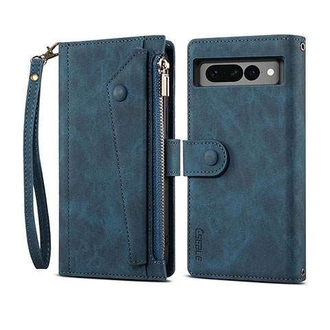 Handytasche Stand Schutzhülle Flip Leder Hülle B03S für Google Pixel 7 Pro 5G Blau