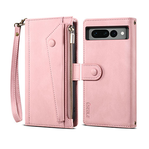 Handytasche Stand Schutzhülle Flip Leder Hülle B03S für Google Pixel 7 Pro 5G Rosegold