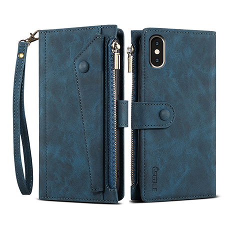 Handytasche Stand Schutzhülle Flip Leder Hülle B03S für Samsung Galaxy A42 5G Blau