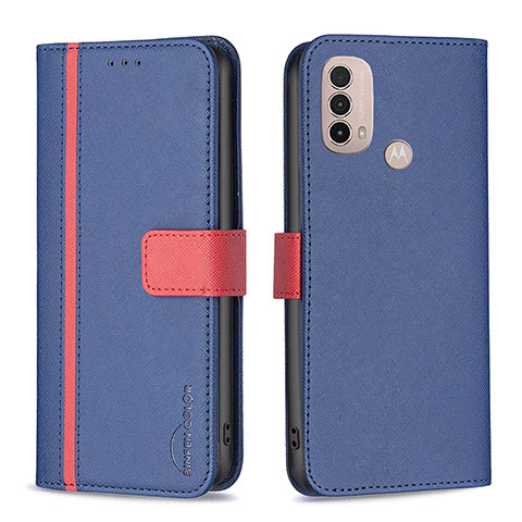 Handytasche Stand Schutzhülle Flip Leder Hülle B04F für Motorola Moto E40 Blau