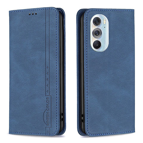 Handytasche Stand Schutzhülle Flip Leder Hülle B04F für Motorola Moto Edge 30 Pro 5G Blau