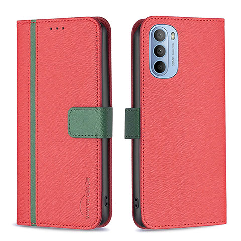 Handytasche Stand Schutzhülle Flip Leder Hülle B04F für Motorola Moto G31 Rot