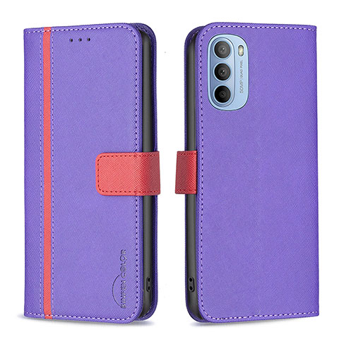 Handytasche Stand Schutzhülle Flip Leder Hülle B04F für Motorola Moto G41 Violett