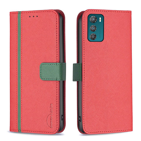 Handytasche Stand Schutzhülle Flip Leder Hülle B04F für Motorola Moto G42 Rot