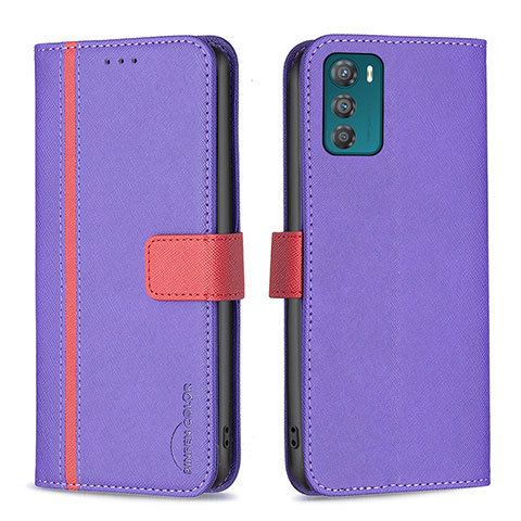 Handytasche Stand Schutzhülle Flip Leder Hülle B04F für Motorola Moto G42 Violett