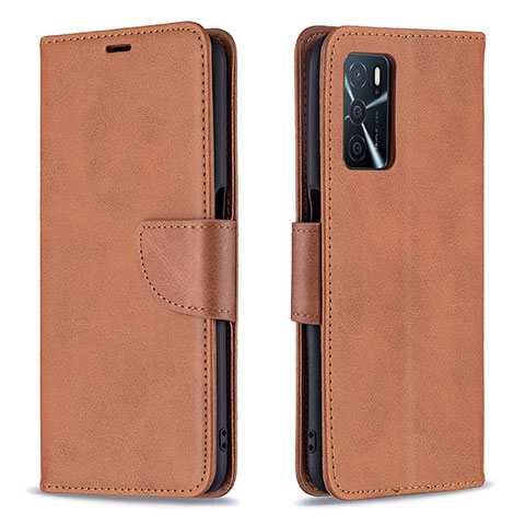 Handytasche Stand Schutzhülle Flip Leder Hülle B04F für Oppo A16 Braun