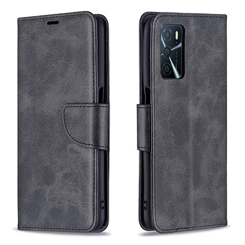 Handytasche Stand Schutzhülle Flip Leder Hülle B04F für Oppo A16 Schwarz