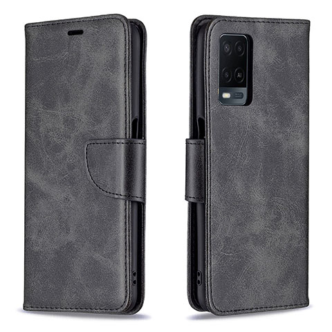 Handytasche Stand Schutzhülle Flip Leder Hülle B04F für Oppo A54 4G Schwarz