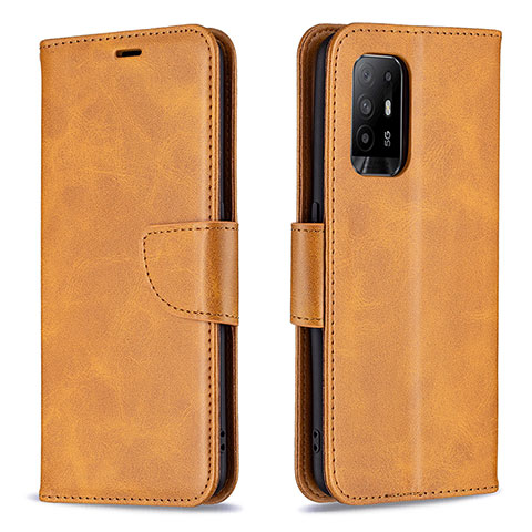 Handytasche Stand Schutzhülle Flip Leder Hülle B04F für Oppo A94 5G Hellbraun