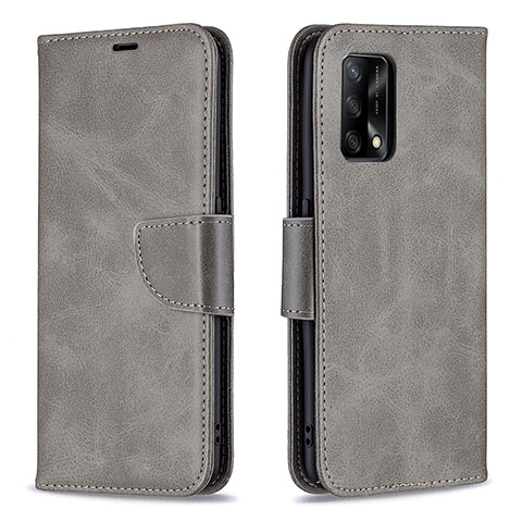 Handytasche Stand Schutzhülle Flip Leder Hülle B04F für Oppo A95 4G Grau