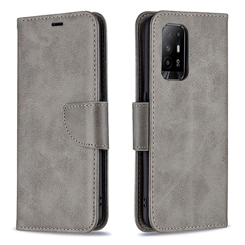 Handytasche Stand Schutzhülle Flip Leder Hülle B04F für Oppo F19 Pro+ Plus 5G Grau