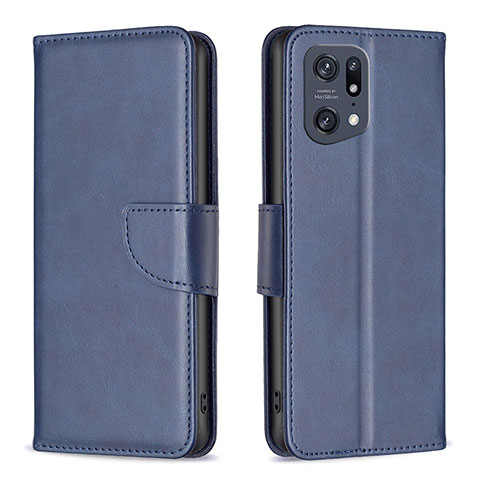 Handytasche Stand Schutzhülle Flip Leder Hülle B04F für Oppo Find X5 Pro 5G Blau