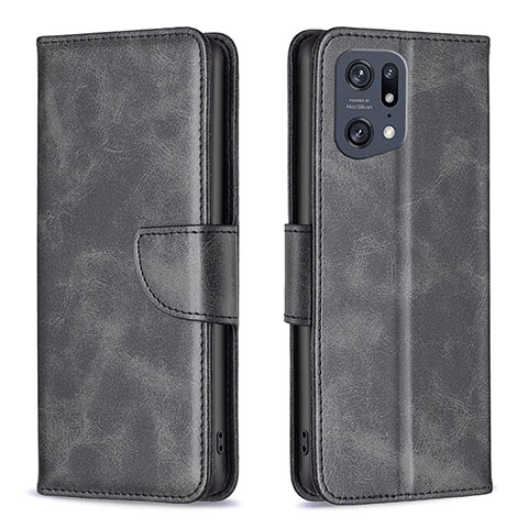 Handytasche Stand Schutzhülle Flip Leder Hülle B04F für Oppo Find X5 Pro 5G Schwarz