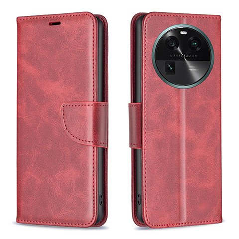 Handytasche Stand Schutzhülle Flip Leder Hülle B04F für Oppo Find X6 5G Rot