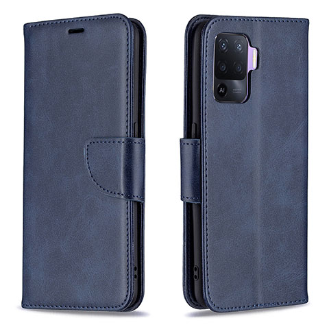 Handytasche Stand Schutzhülle Flip Leder Hülle B04F für Oppo Reno5 F Blau