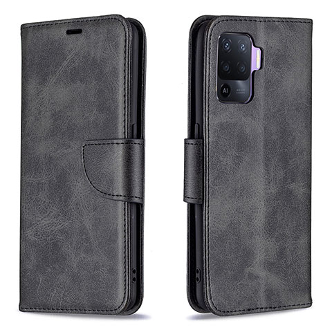 Handytasche Stand Schutzhülle Flip Leder Hülle B04F für Oppo Reno5 Lite Schwarz