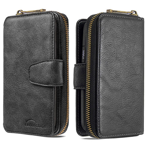 Handytasche Stand Schutzhülle Flip Leder Hülle B04F für Samsung Galaxy A01 SM-A015 Schwarz