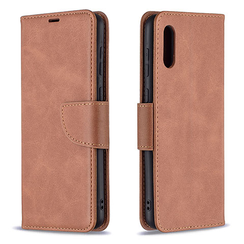 Handytasche Stand Schutzhülle Flip Leder Hülle B04F für Samsung Galaxy A02 Braun