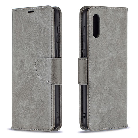 Handytasche Stand Schutzhülle Flip Leder Hülle B04F für Samsung Galaxy A02 Grau