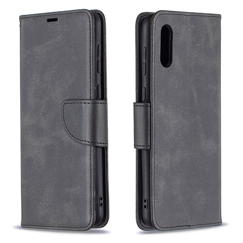 Handytasche Stand Schutzhülle Flip Leder Hülle B04F für Samsung Galaxy A02 Schwarz