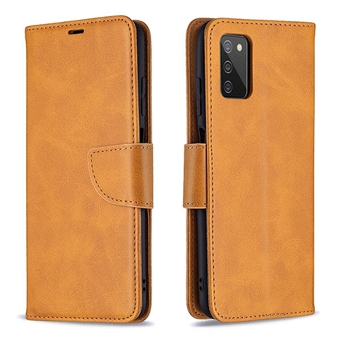 Handytasche Stand Schutzhülle Flip Leder Hülle B04F für Samsung Galaxy A03s Hellbraun