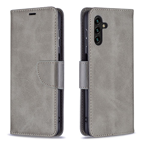 Handytasche Stand Schutzhülle Flip Leder Hülle B04F für Samsung Galaxy A04s Grau