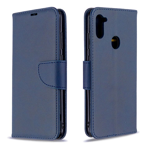 Handytasche Stand Schutzhülle Flip Leder Hülle B04F für Samsung Galaxy A11 Blau