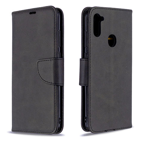 Handytasche Stand Schutzhülle Flip Leder Hülle B04F für Samsung Galaxy A11 Schwarz