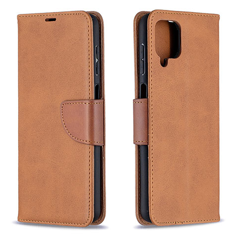 Handytasche Stand Schutzhülle Flip Leder Hülle B04F für Samsung Galaxy A12 Nacho Braun