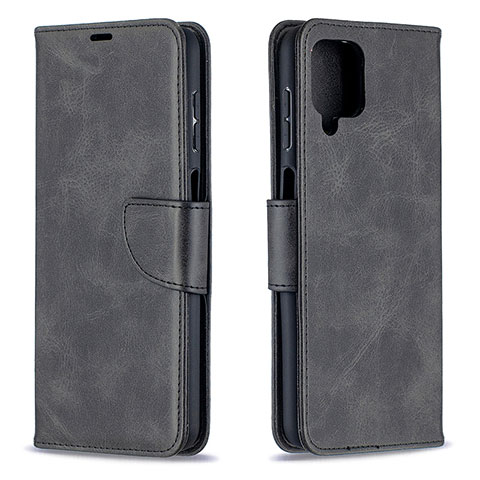 Handytasche Stand Schutzhülle Flip Leder Hülle B04F für Samsung Galaxy A12 Schwarz