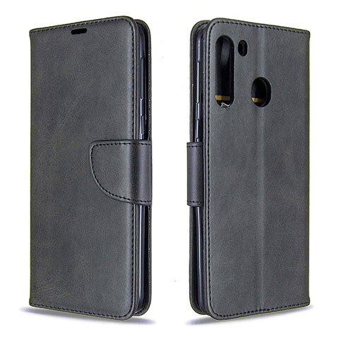 Handytasche Stand Schutzhülle Flip Leder Hülle B04F für Samsung Galaxy A21 Schwarz