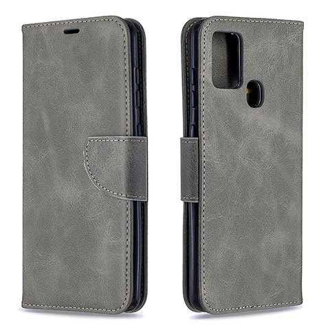 Handytasche Stand Schutzhülle Flip Leder Hülle B04F für Samsung Galaxy A21s Grau