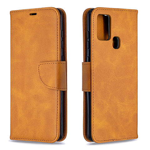 Handytasche Stand Schutzhülle Flip Leder Hülle B04F für Samsung Galaxy A21s Hellbraun