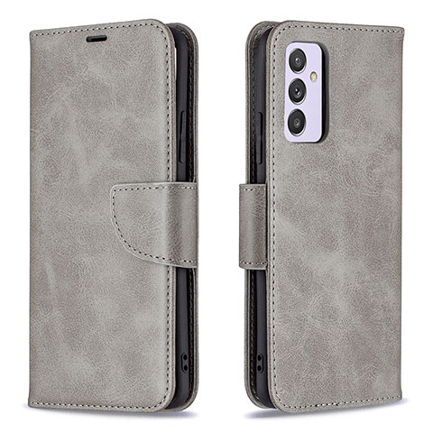 Handytasche Stand Schutzhülle Flip Leder Hülle B04F für Samsung Galaxy A24 4G Grau