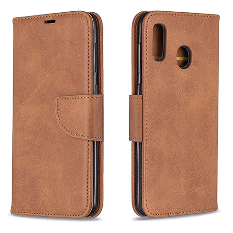 Handytasche Stand Schutzhülle Flip Leder Hülle B04F für Samsung Galaxy A30 Braun