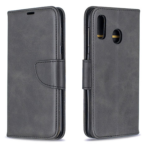 Handytasche Stand Schutzhülle Flip Leder Hülle B04F für Samsung Galaxy A30 Schwarz