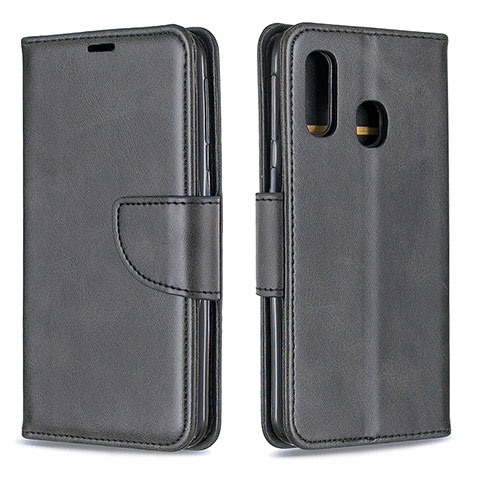 Handytasche Stand Schutzhülle Flip Leder Hülle B04F für Samsung Galaxy A40 Schwarz