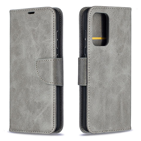 Handytasche Stand Schutzhülle Flip Leder Hülle B04F für Samsung Galaxy A52 5G Grau