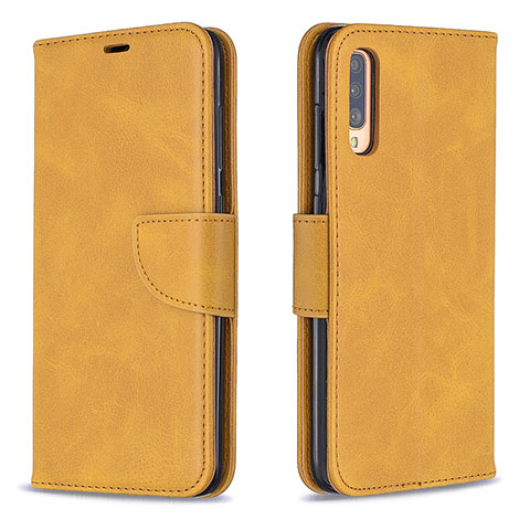 Handytasche Stand Schutzhülle Flip Leder Hülle B04F für Samsung Galaxy A70 Hellbraun