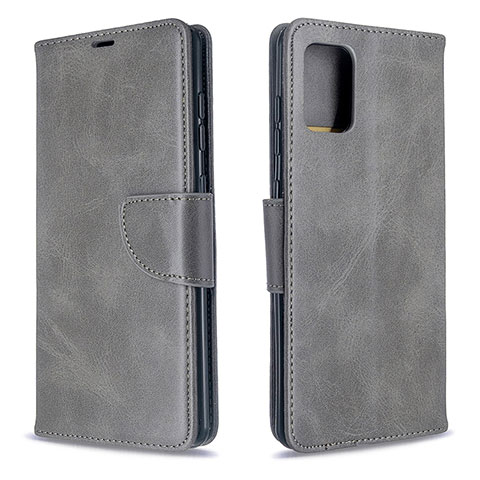 Handytasche Stand Schutzhülle Flip Leder Hülle B04F für Samsung Galaxy A71 4G A715 Grau