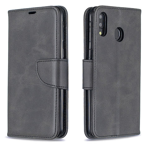 Handytasche Stand Schutzhülle Flip Leder Hülle B04F für Samsung Galaxy M20 Schwarz