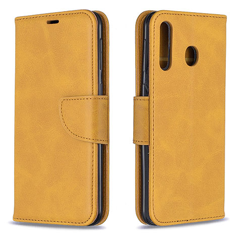 Handytasche Stand Schutzhülle Flip Leder Hülle B04F für Samsung Galaxy M30 Hellbraun