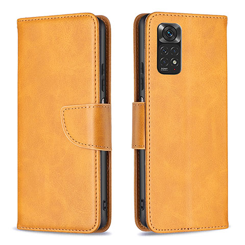 Handytasche Stand Schutzhülle Flip Leder Hülle B04F für Xiaomi Redmi Note 11 4G (2022) Hellbraun