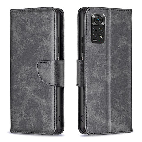 Handytasche Stand Schutzhülle Flip Leder Hülle B04F für Xiaomi Redmi Note 11 4G (2022) Schwarz