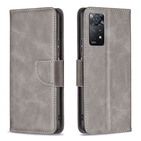 Handytasche Stand Schutzhülle Flip Leder Hülle B04F für Xiaomi Redmi Note 11 Pro 5G Grau