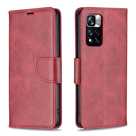 Handytasche Stand Schutzhülle Flip Leder Hülle B04F für Xiaomi Redmi Note 11 Pro+ Plus 5G Rot